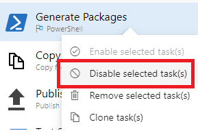 Screenshot of disabling task
