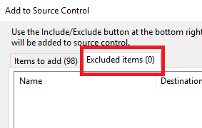 Screenshot of now empty excluded items