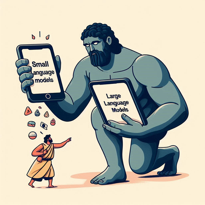 Small language models vs large language models as David and Goliath, according to Bing Copilot